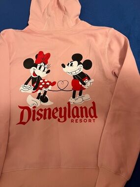 NWT 2026 Disneyland Minnie & Mickey Pink Zip Hoodie Sweatshirt, Size XS